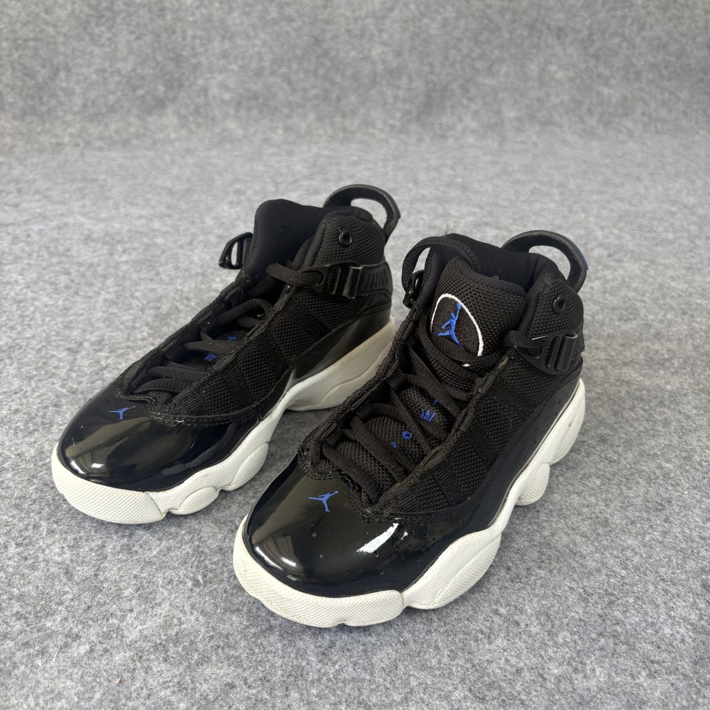Jordan 6 Rings Sneaker 12C Black Blue Patent Leather Mesh
